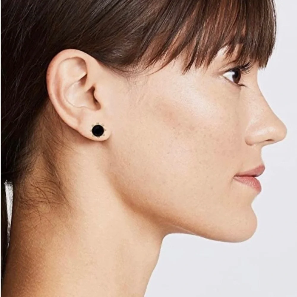 Kate Spade New York Women's Jet Cubic Zirconia‎ Bezel Stud Earrings new